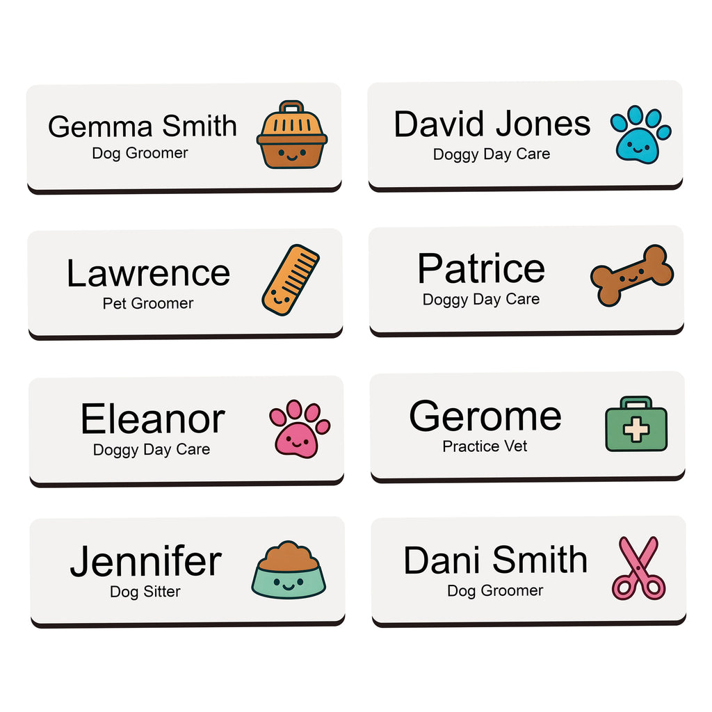Personalised Vet & Dog Groomer Name Badge 2.5 x 7.5cm