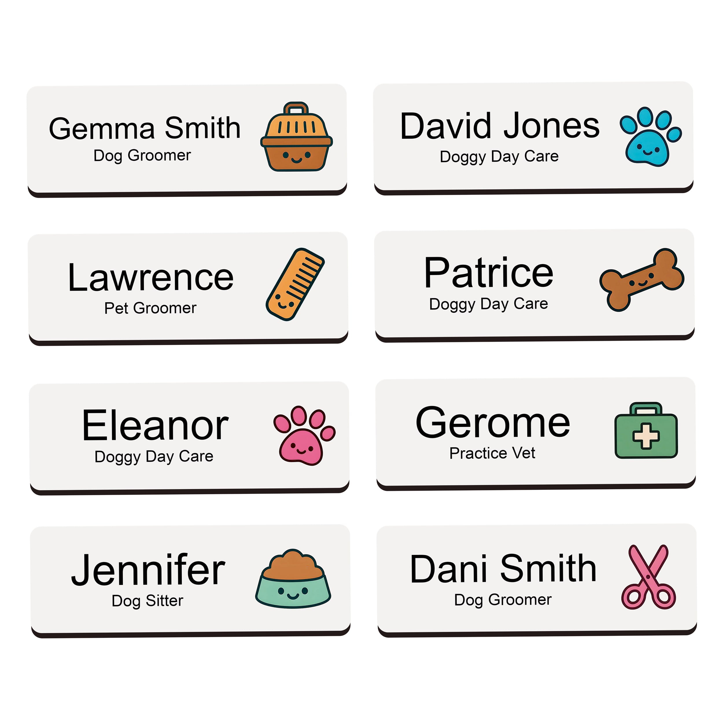 Personalised Vet & Dog Groomer Name Badge 2.5 x 7.5cm