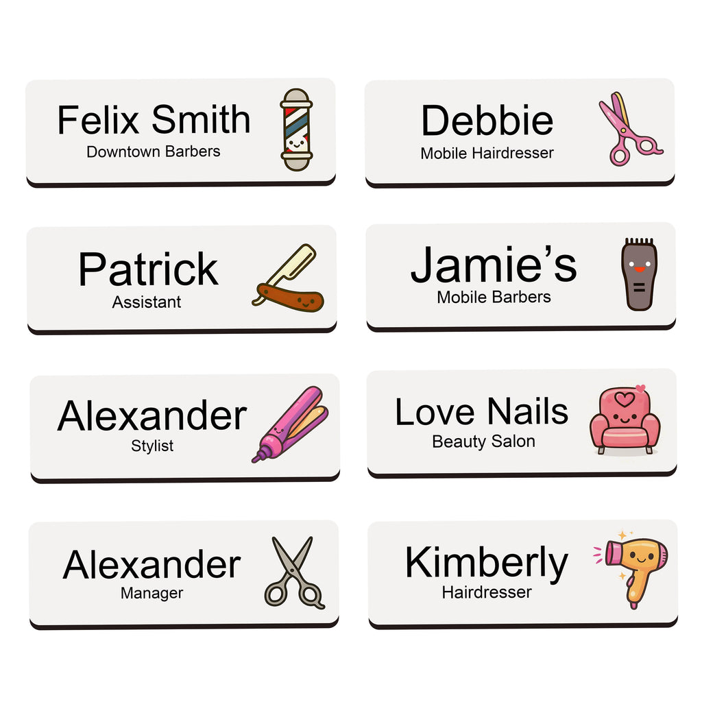 Personalised Barber & Hairdresser Name Badge 2.5 x 7.5cm