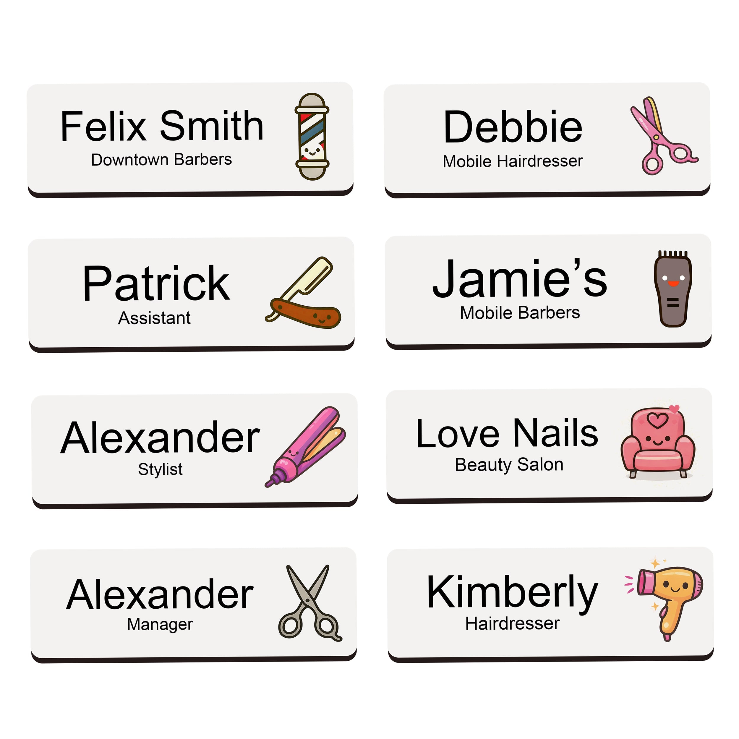 Personalised Barber & Hairdresser Name Badge 2.5 x 7.5cm