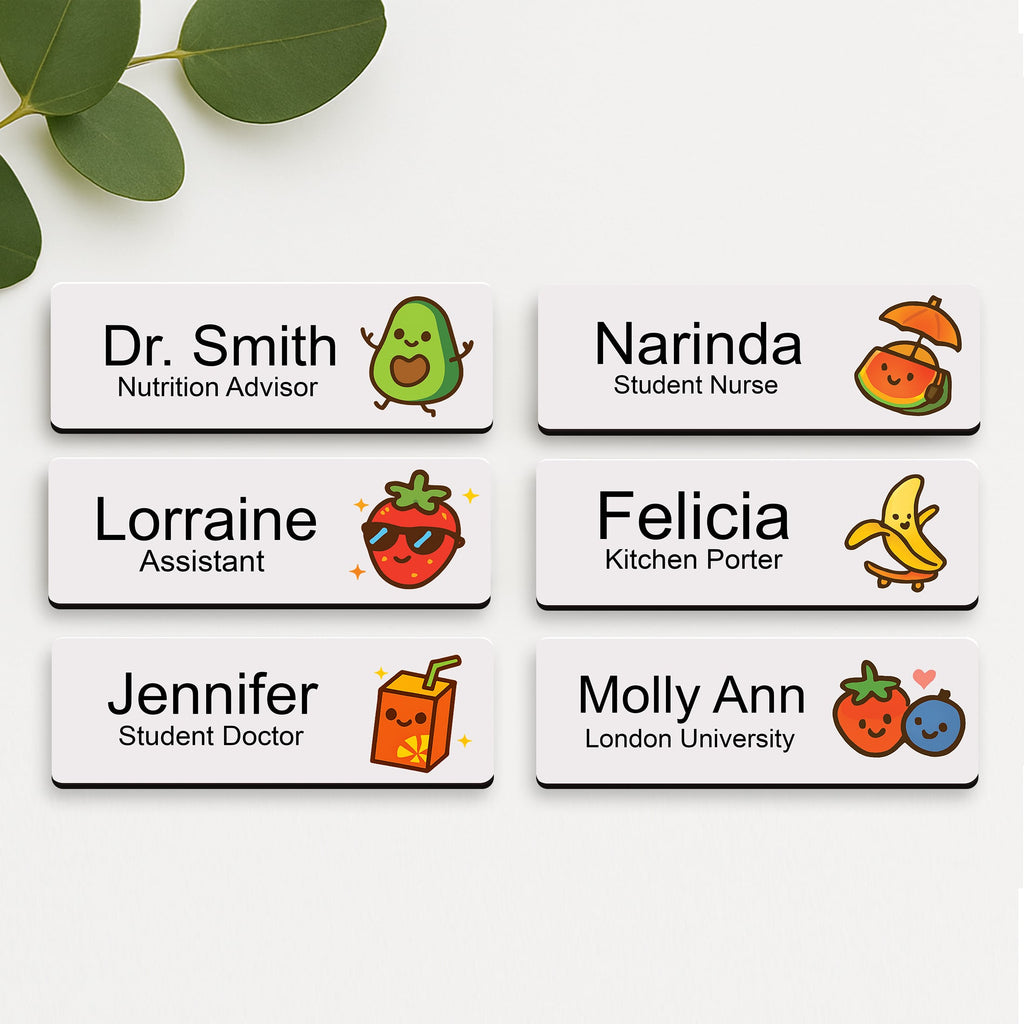 Personalised Nutritionist Fruit Icon Name Badge 2.5 x 7.5cm