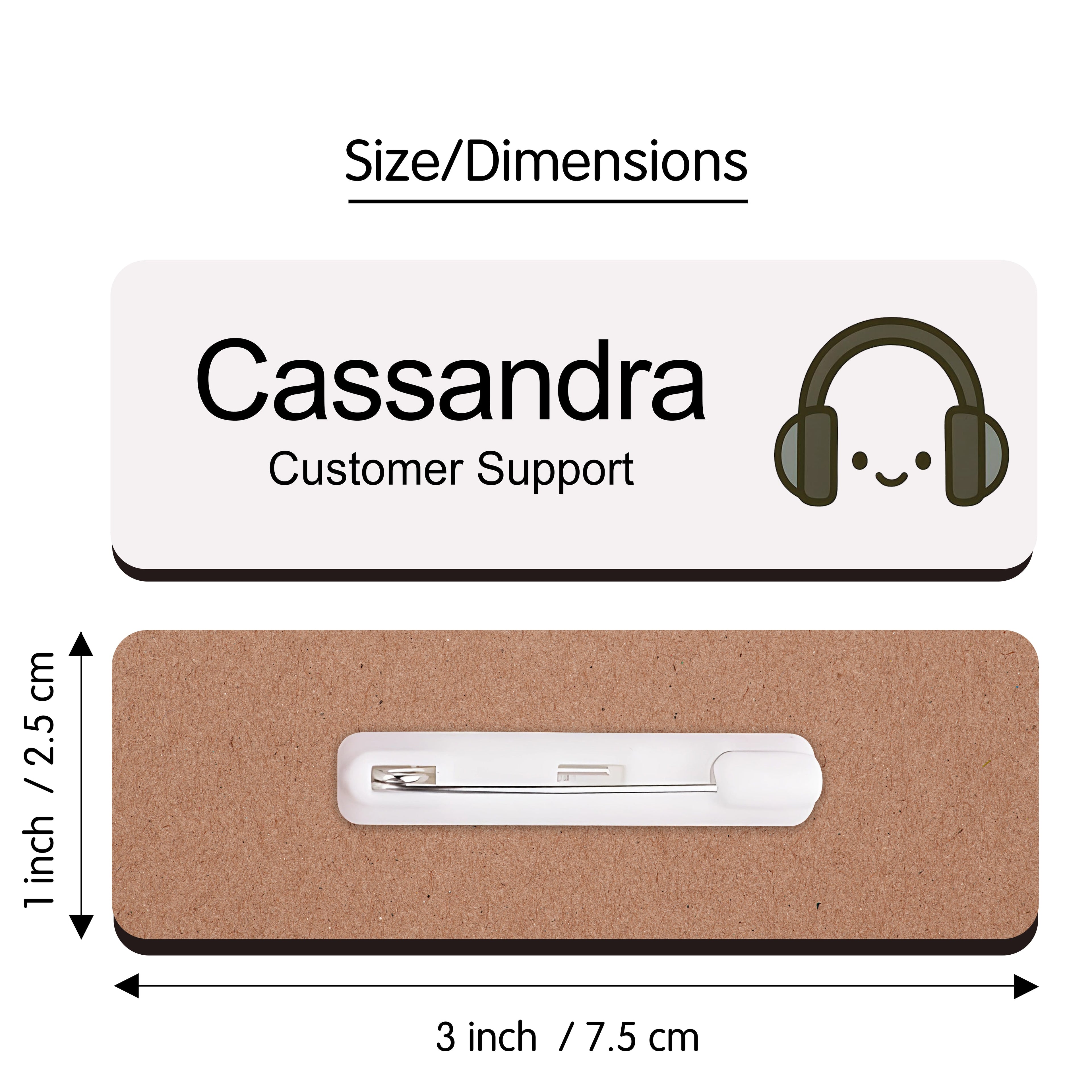 Personalised Office Team Name Badge 2.5 x 7.5cm
