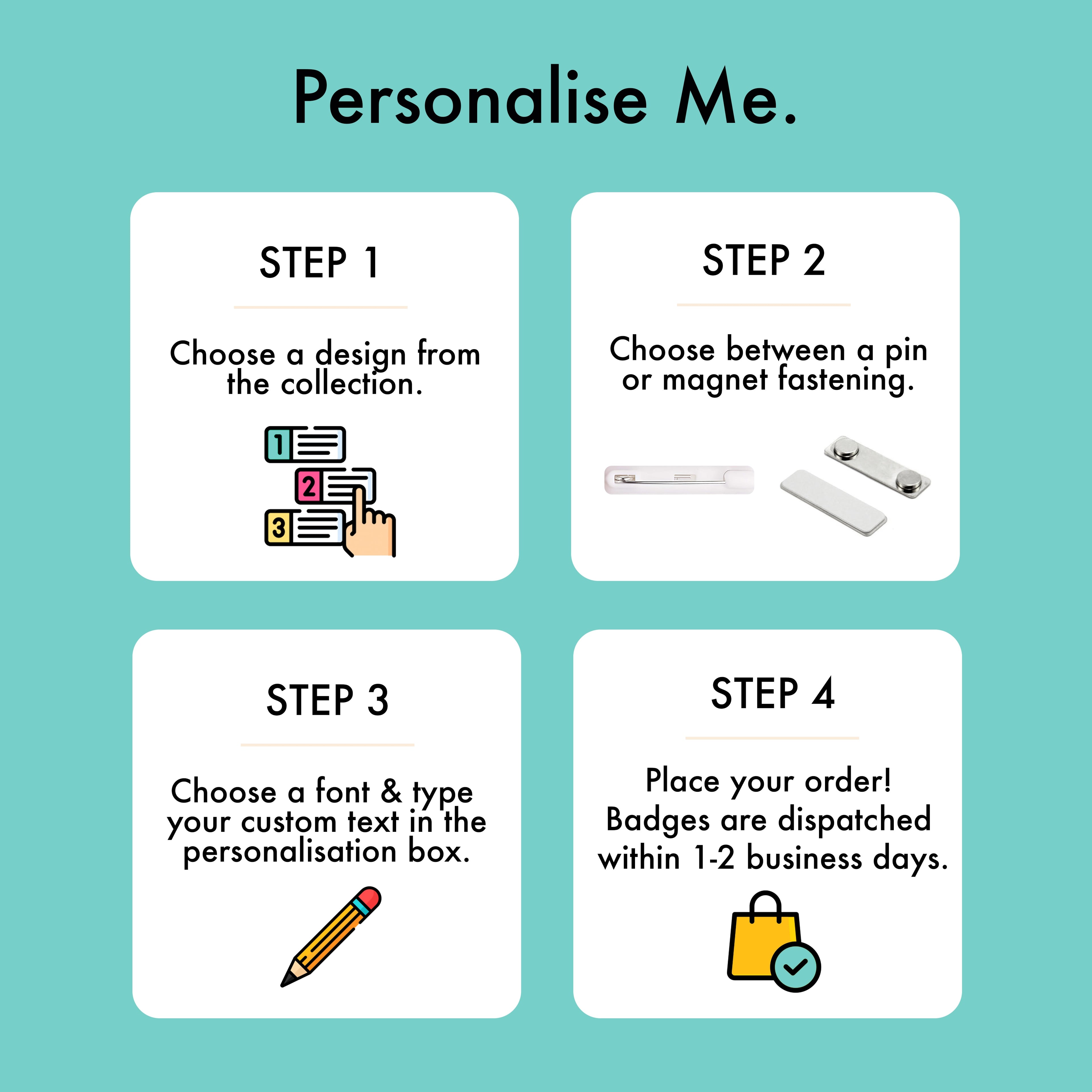 Personalised Barber & Hairdresser Name Badge 2.5 x 7.5cm