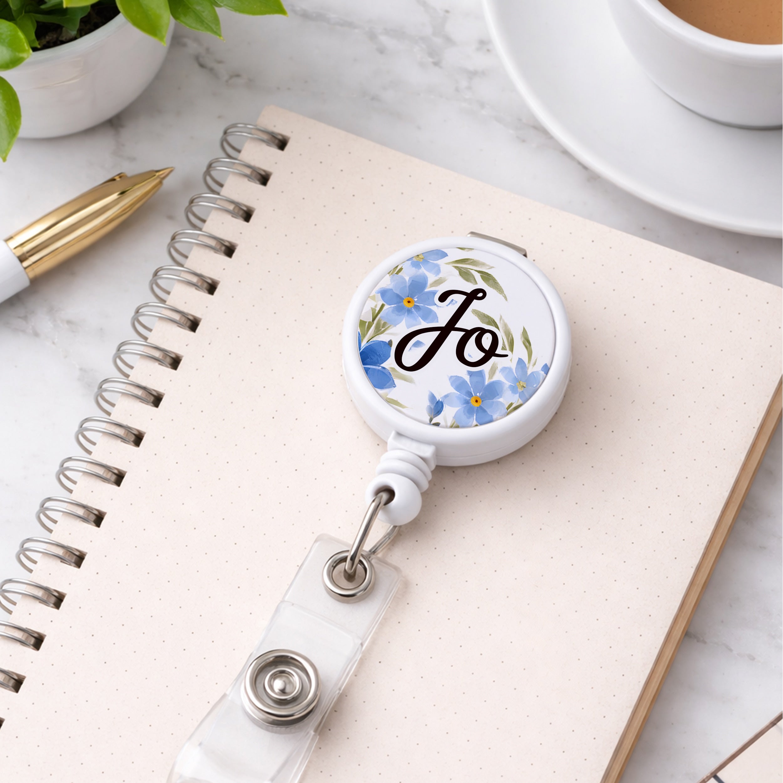 Personalised Floral Badge Reel