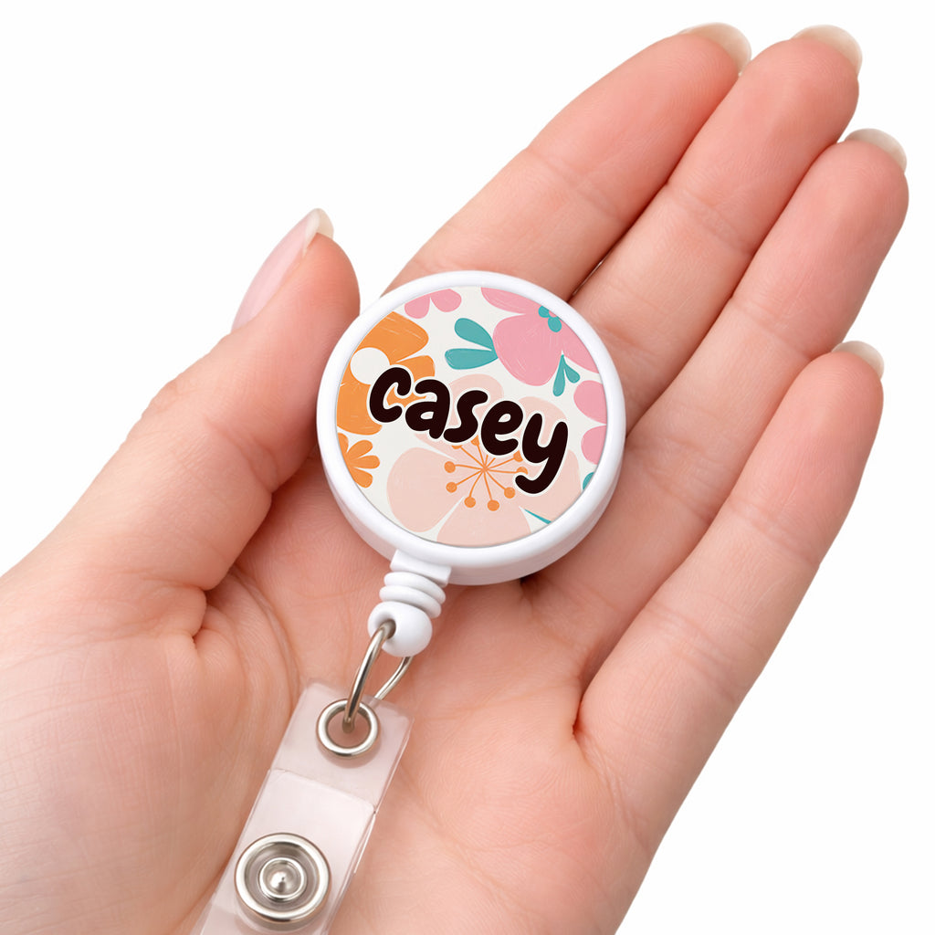 Personalised Floral Badge Reel
