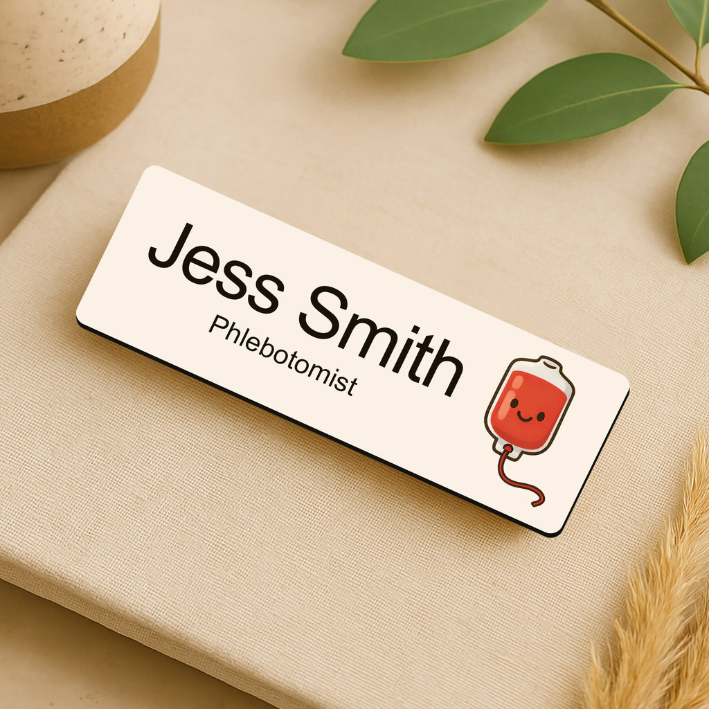 Personalised Phlebotomist Name Badge 2.5 x 7.5cm
