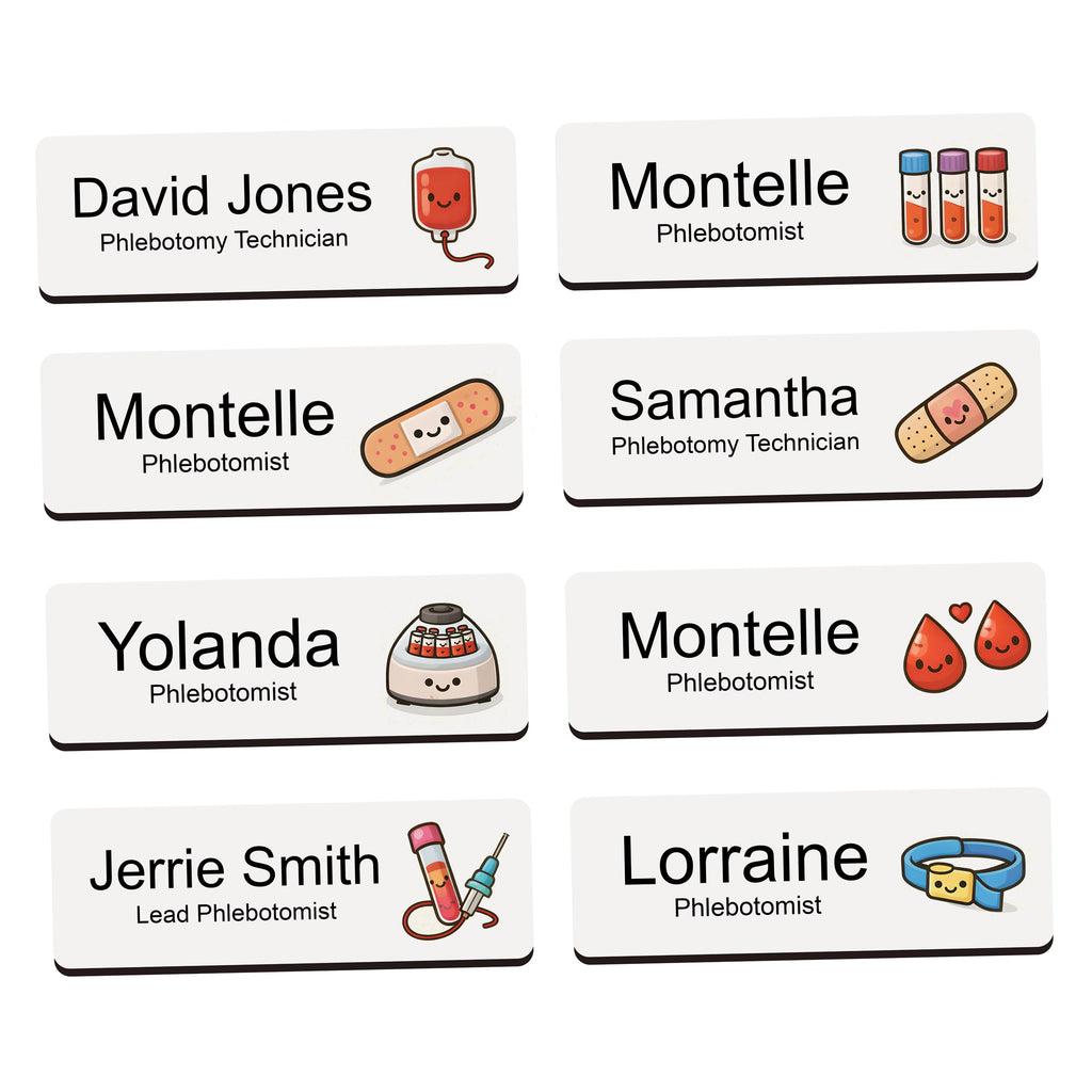 Personalised Phlebotomist Name Badge 2.5 x 7.5cm