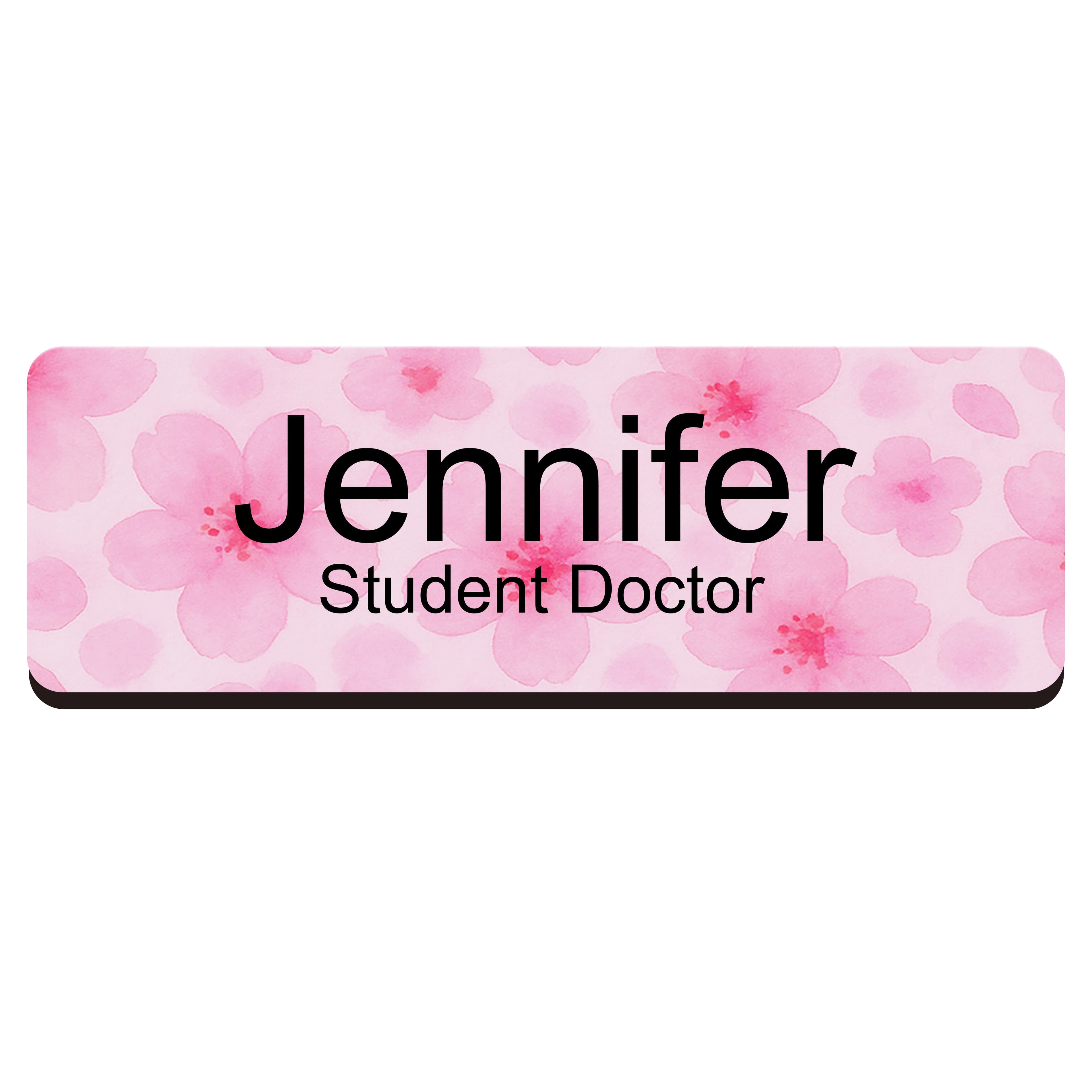 Personalised Floral Print Name Badge 2.5 x 7.5cm