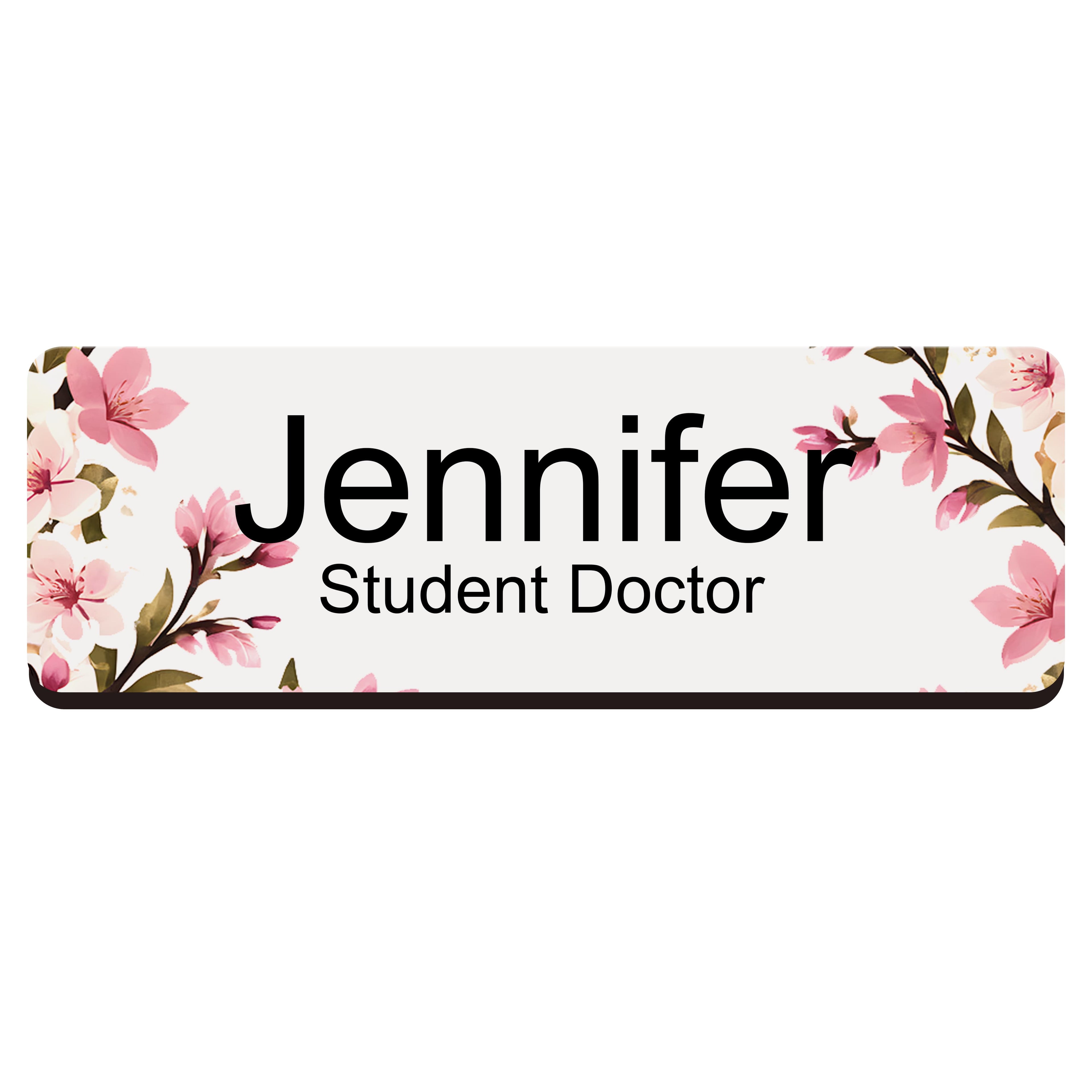 Personalised Floral Print Name Badge 2.5 x 7.5cm