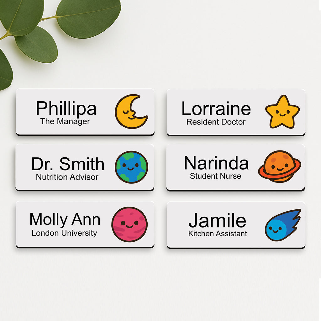 Personalised Cartoon Space Name Badge 2.5 x 7.5cm