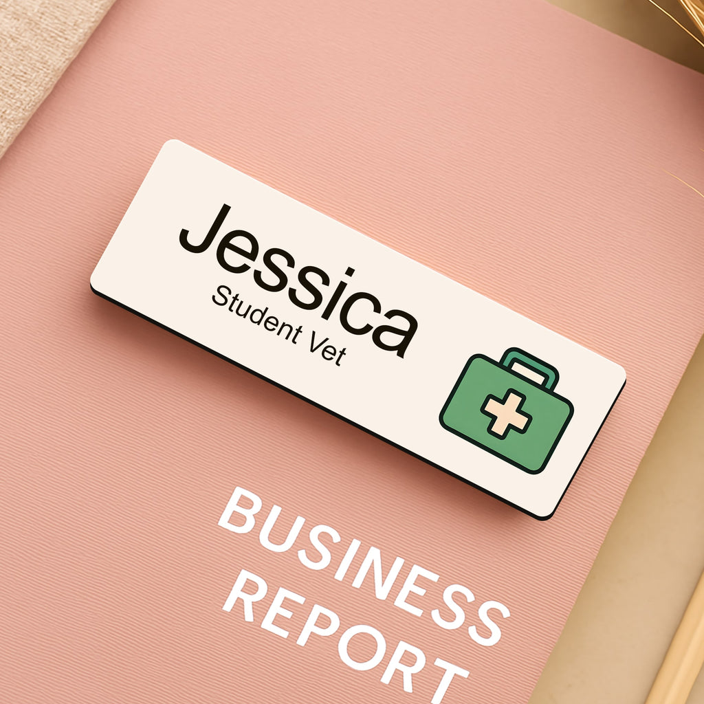 Personalised Vet & Dog Groomer Name Badge 2.5 x 7.5cm