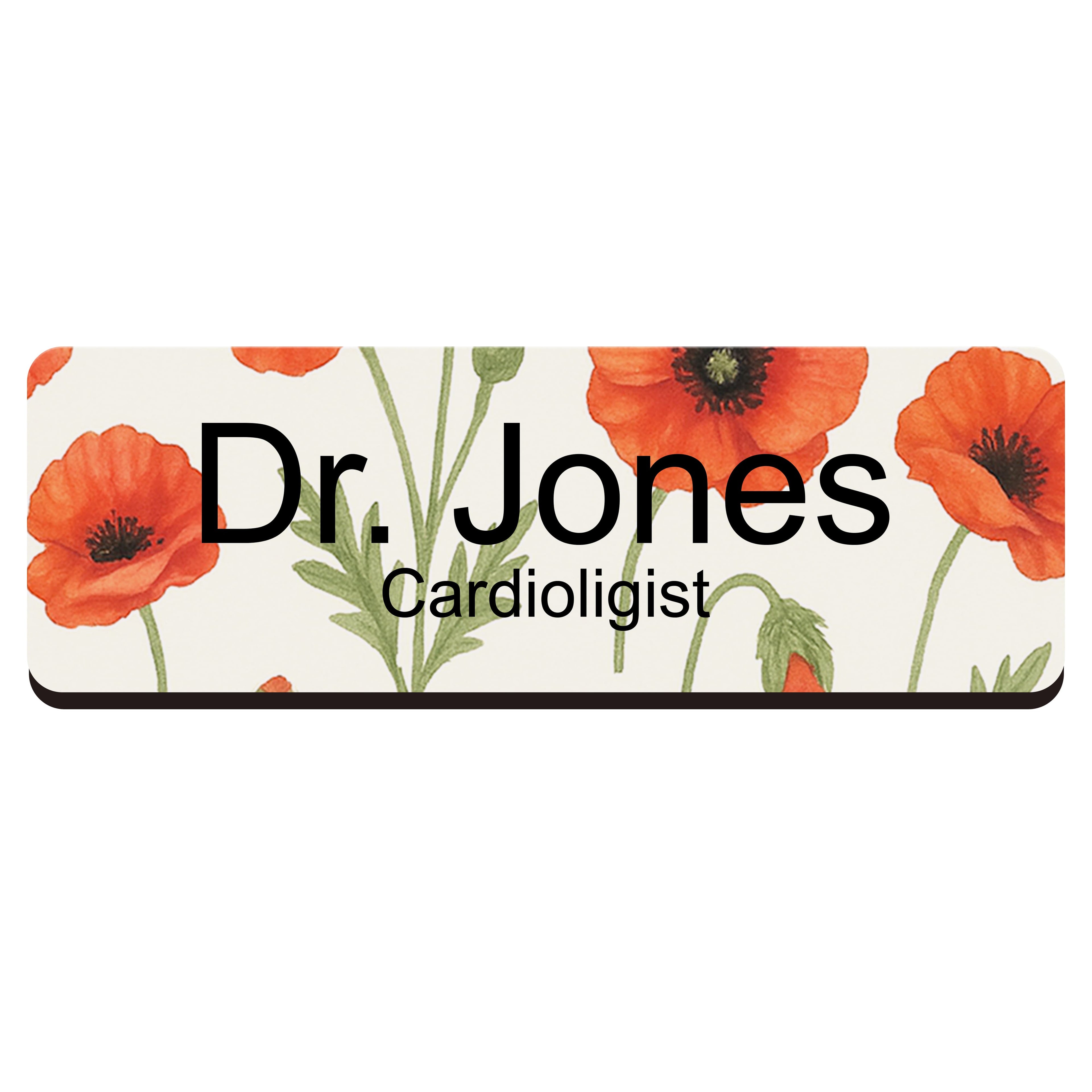 Personalised Floral Print Name Badge 2.5 x 7.5cm