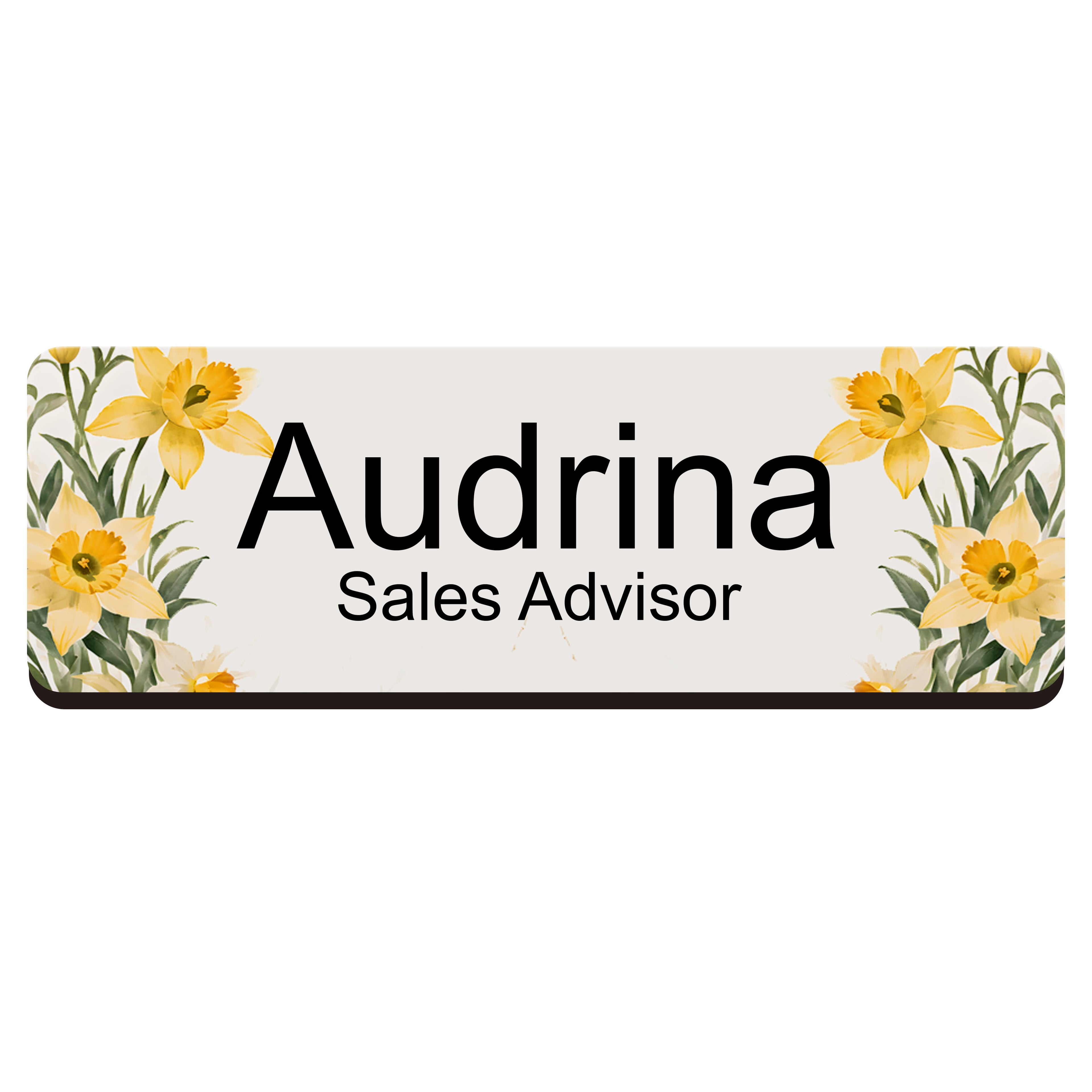 Personalised Floral Print Name Badge 2.5 x 7.5cm
